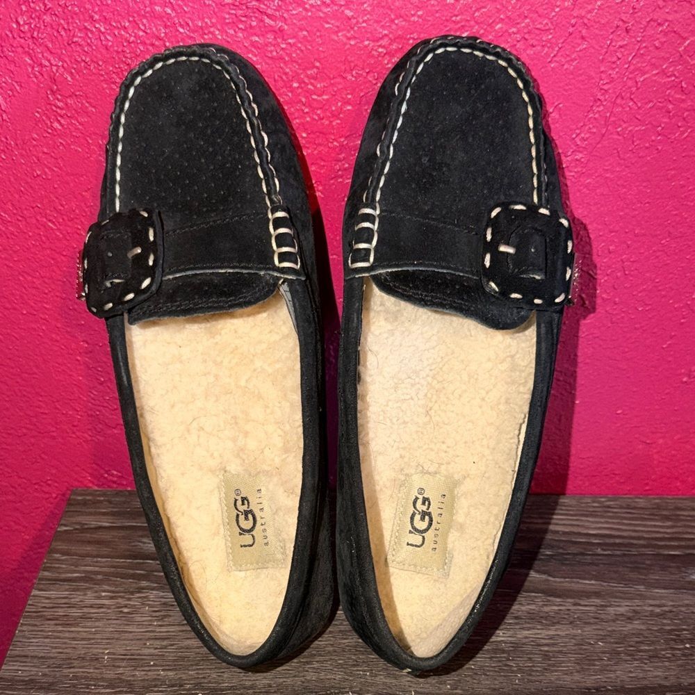 UGG Australia Thelma black suede driving slipper shoe. High quality. Sz 7.